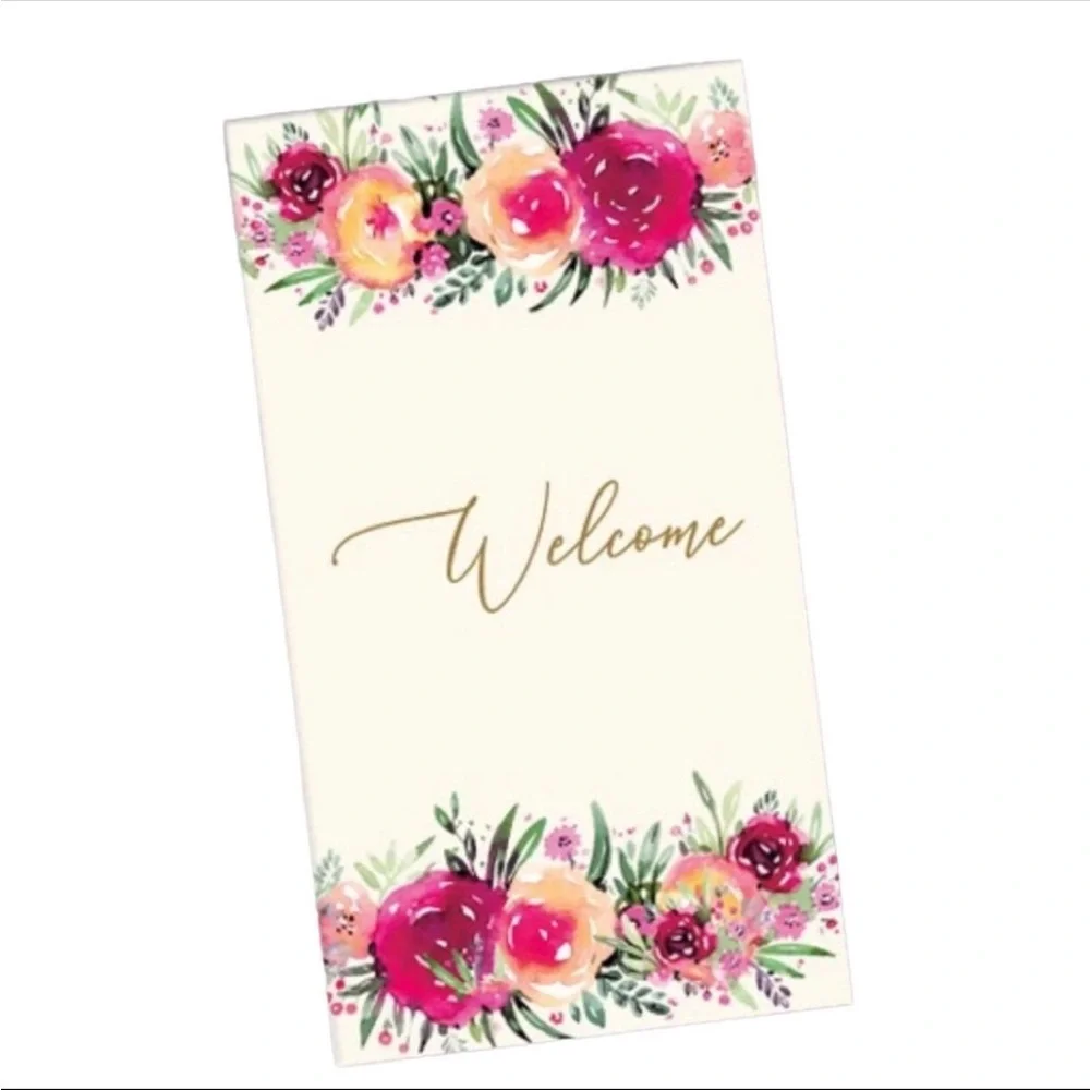 Blueink Studios Lyrical Welcome Floral Guest Towel Napkins (6254), 36 ct
